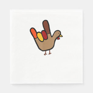 ILY Sign Language Hand Turkey Thanksgiving Holiday Napkins