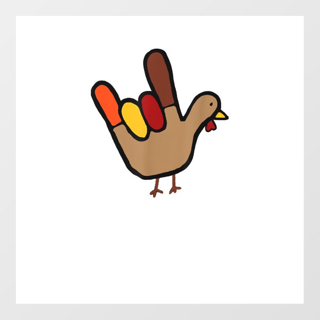 ILY Sign Language Hand Turkey Thanksgiving Holiday Wall Decal (Front)