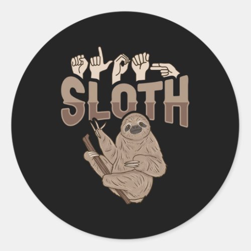 ILY Sloth ASL Hand Gesture Deaf Hearing Loss Aware Classic Round Sticker