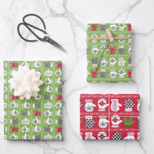 ILY Winter Gloves Red and Green Wrapping Paper Sheets