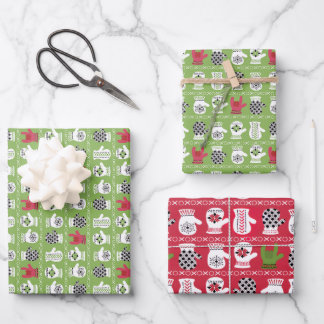 ILY Winter Gloves Red and Green Wrapping Paper Sheets