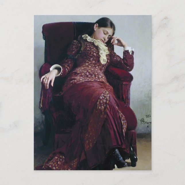 Ilya Repin- Rest. Portrait of Vera Repina Postcard (Front)