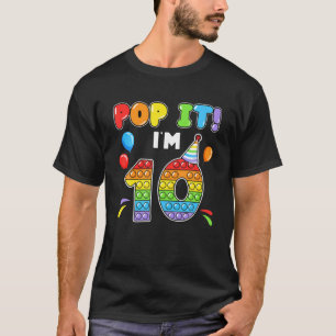 I'm 10 Years Old Pop It 10Th Birthday Balloon Kids T-Shirt