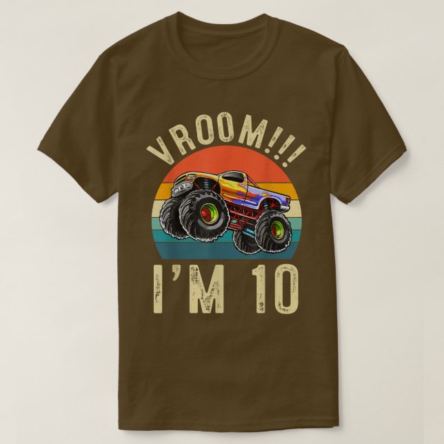 I'm 10 Years Old Vroom 10th Birthday Party Truck C T-Shirt (Design Front)