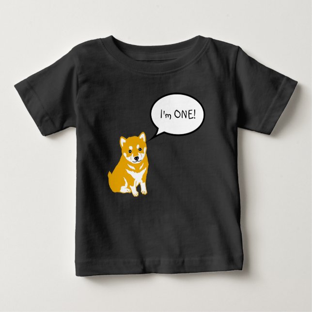 I'm 1 Shiba Inu Speech Bubble 2 Black Baby Tee (Front)