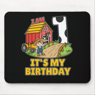 Im 1 Tractor 1 Year Old Farmer Birthday Gift Mouse Pad