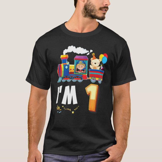 I'm 1 Year Old Train 1st Birthday Awesome Happy Tr T-Shirt (Front)