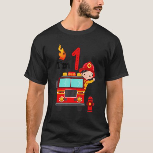 Im 1st Birthday Boy Fire Engine Truck Toddler Fir T_Shirt