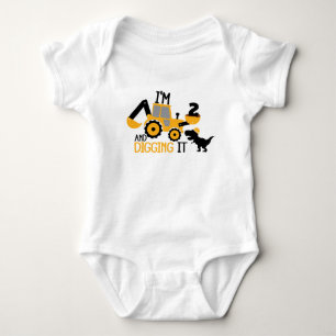 I'm 2 and Digging It Cute Baby Birthday Dinosaur Bodysuit