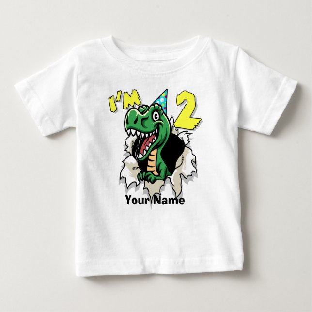 I'm 2 Dinosaur Baby T-Shirt (Front)