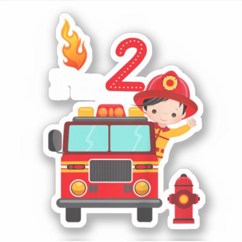 Im 2nd Birthday Boy Fire Engine Truck Toddler Fir Sticker