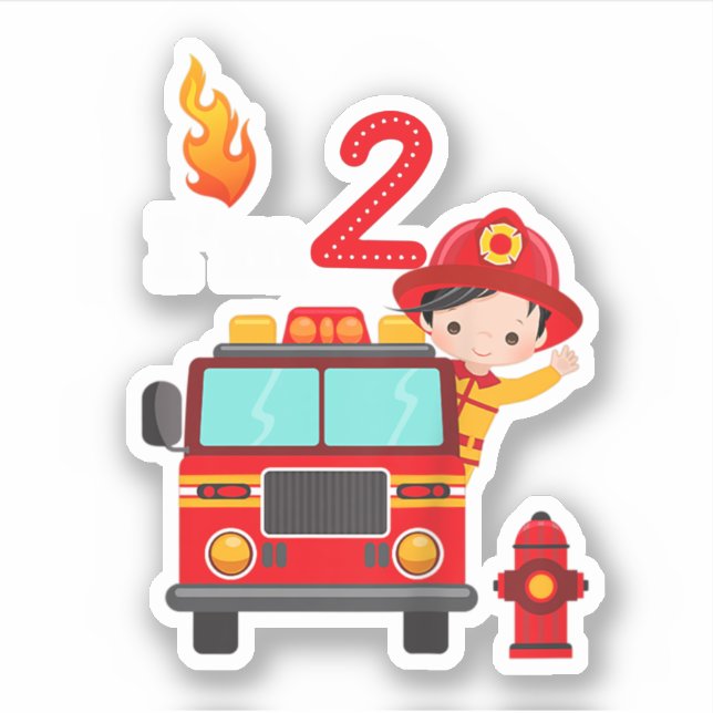 I'm 2nd Birthday Boy Fire Engine Truck Toddler Fir Sticker (Front)