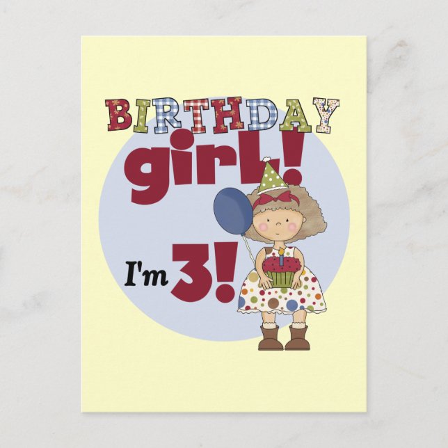 I'm 3 Birthday Girl Tshirts and Gifts Postcard (Front)