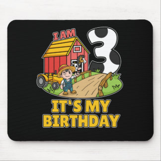 Im 3 Tractor 3 Years Old Farmer Birthday Gift Mouse Pad