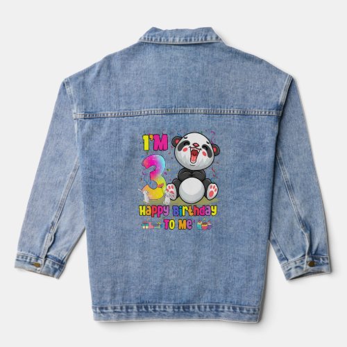 Im 3 Years Old  3rd Birthday Girls Teens  Panda  Denim Jacket