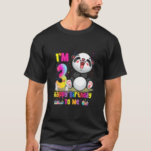 Im 3 Years Old  3rd Birthday Girls Teens  Panda  T_Shirt