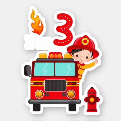 Im 3rd Birthday Boy Fire Engine Truck Toddler Fir Sticker