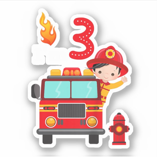 I'm 3rd Birthday Boy Fire Engine Truck Toddler Fir Sticker (Front)