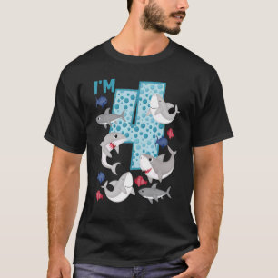 I'm 4 4th Birthday Crew Shark Theme Family Matchin T-Shirt