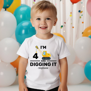 I'm 4 And Digging It 4 Years Boy Girl 4th Birthday Baby T-Shirt