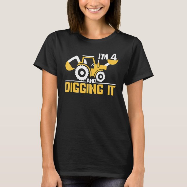 Im 4 And Digging It Boy 4 Year Old 4th Birthday Co T-Shirt (Front)