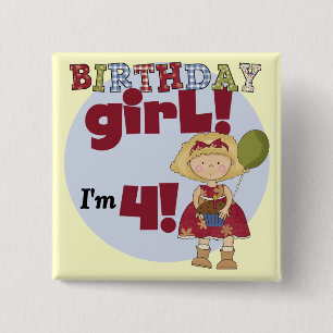 I'm 4 Birthday Girl T-shirts and Gifts Button