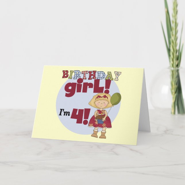 I'm 4 Birthday Girl T-shirts and Gifts Card (Front)