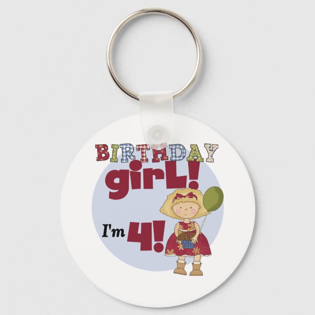 I'm 4 Birthday Girl T-shirts and Gifts Keychain (Front)