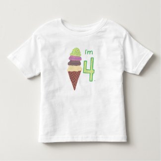 I'm 4, Four Scoops of Ice Cream on Cone Tee Shirts