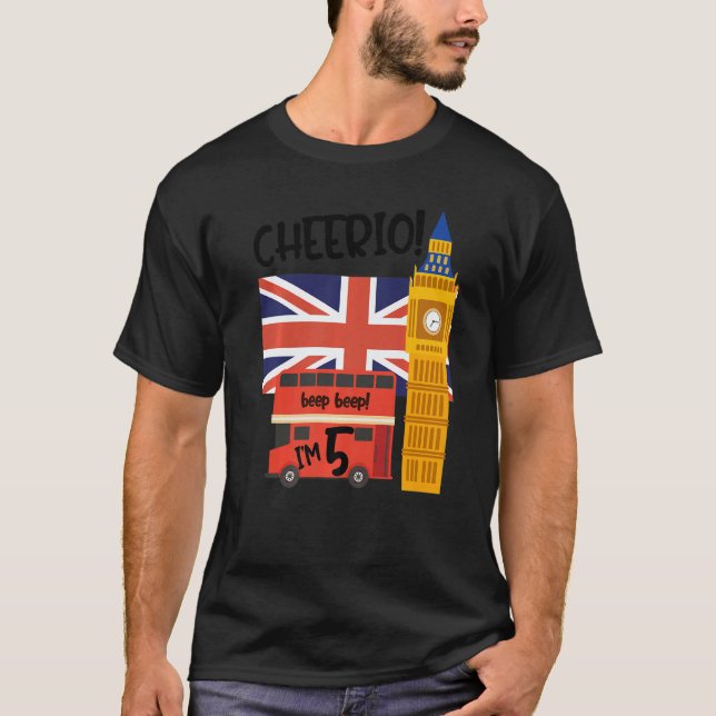 I'm 5  5th Birthday British London Theme United Ki T-Shirt (Front)