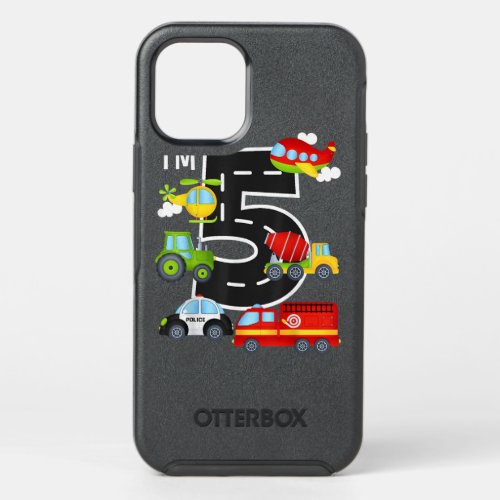 Im 5 Birthday Boy 5th Bday Car Fire Truck Airplan OtterBox Symmetry iPhone 12 Pro Case