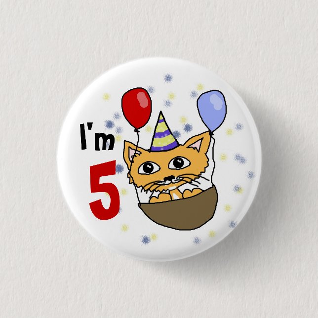I'm 5 birthday pinback button (Front)