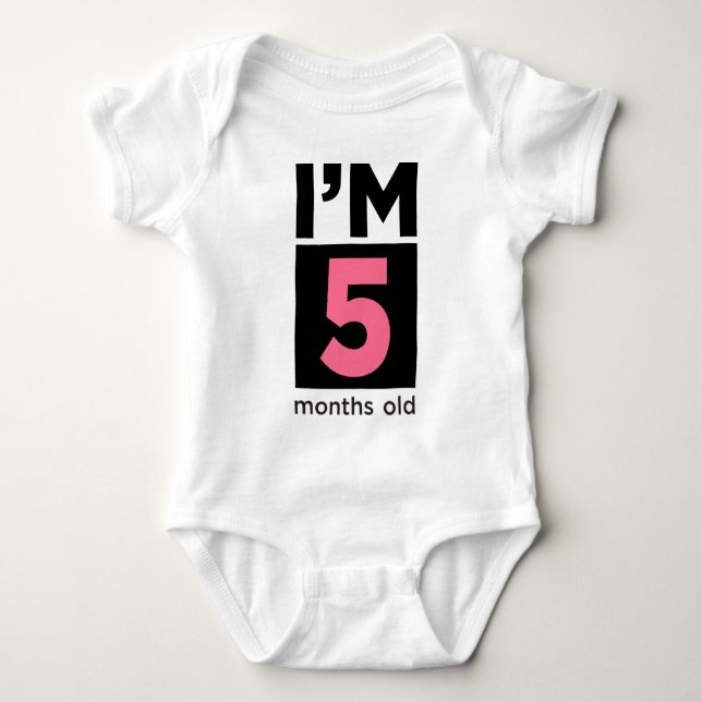 I'm 5 Months Old Pink Baby Bodysuit (Front)