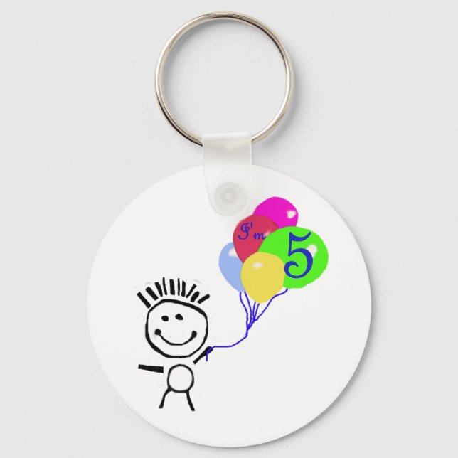 I'm 5 stick figure keychain (Front)