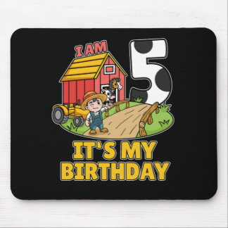 Im 5 Tractor 5 Years Old Farmer Birthday Gift Mouse Pad