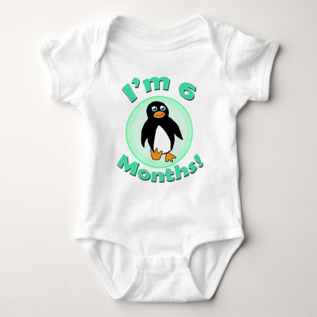 I'm 6 Months penguin baby clothes Baby Bodysuit (Front)