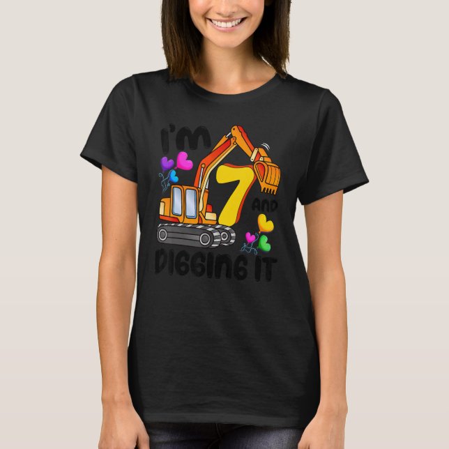 I'm 7 And Digging It 7 Years Boys 7th Birthday Exc T-Shirt (Front)
