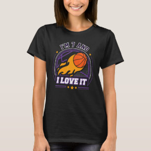 I'm 7 and I Love It Basketball   7th Birthday Vint T-Shirt