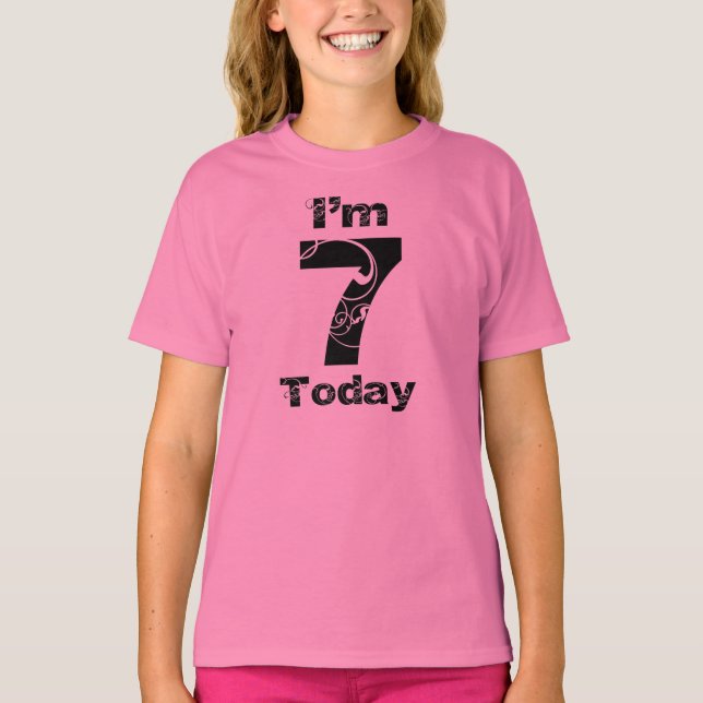 I'm 7 Today Girls Birthday Shirt (Front)