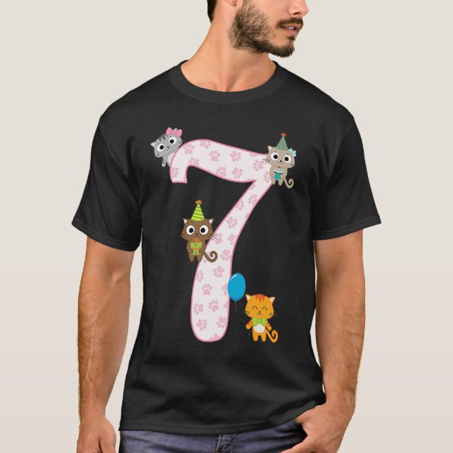 I'm 7 Years Old Cat  Girl 7th Birthday T-Shirt (Front)
