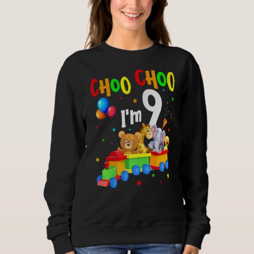 Im 9 Birthday Trains Choo Choo 9th Years Old Safa Sweatshirt
