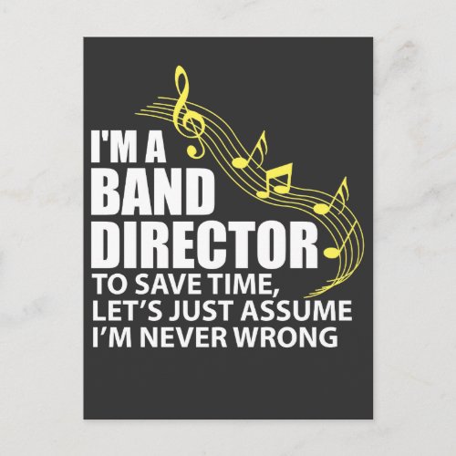 Im A Band Director Funny Musician Music Lover Postcard