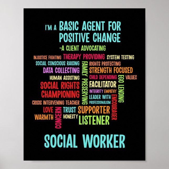 I'm A Basic Agent For Social Worker Gift Mental Poster (Front)