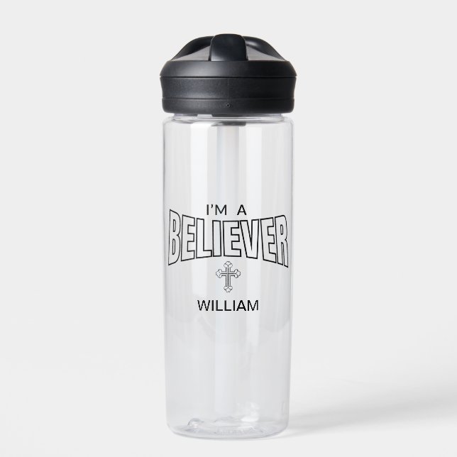 I'm a Believer Personalized Religious Water Bottle (Front)