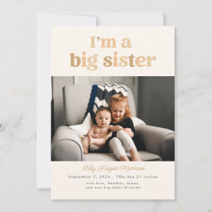 I'm a Big Sister (Neutrals) Flat Announcement Card