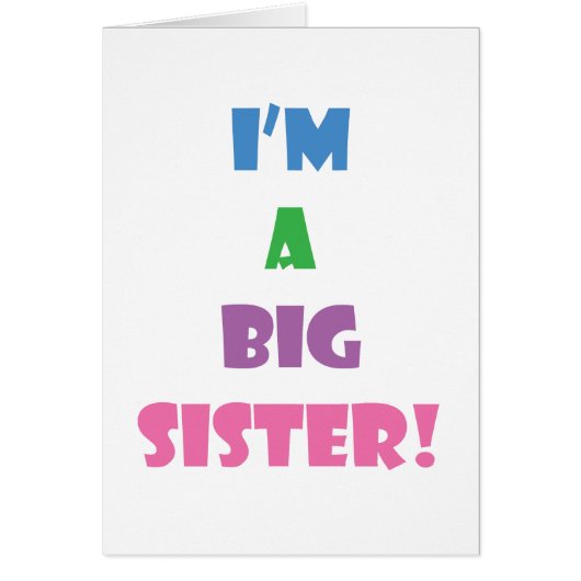 I'm a big sister text cards (Front)