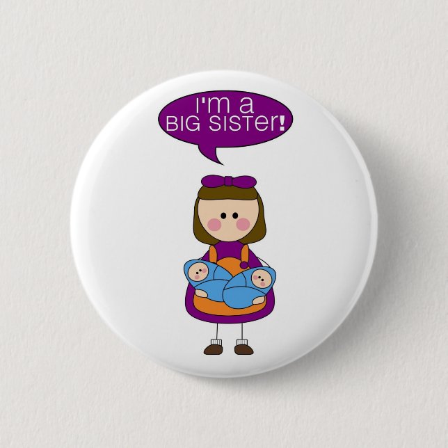 i'm a big sister (twin boys) button (Front)