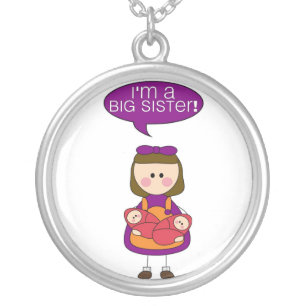i'm a big sister (twin sisters) silver plated necklace