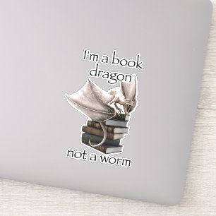 I'm a Book Dragon Not a Worm Wyvern Wyrm Sticker