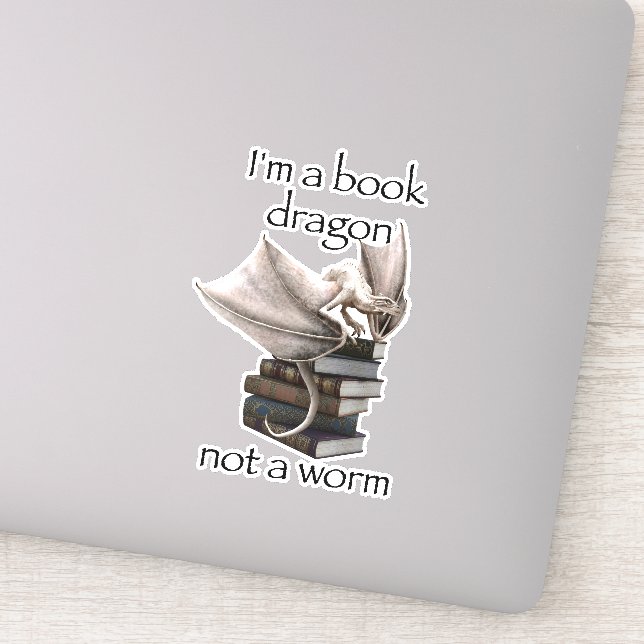 I'm a Book Dragon Not a Worm Wyvern Wyrm Sticker (Detail)